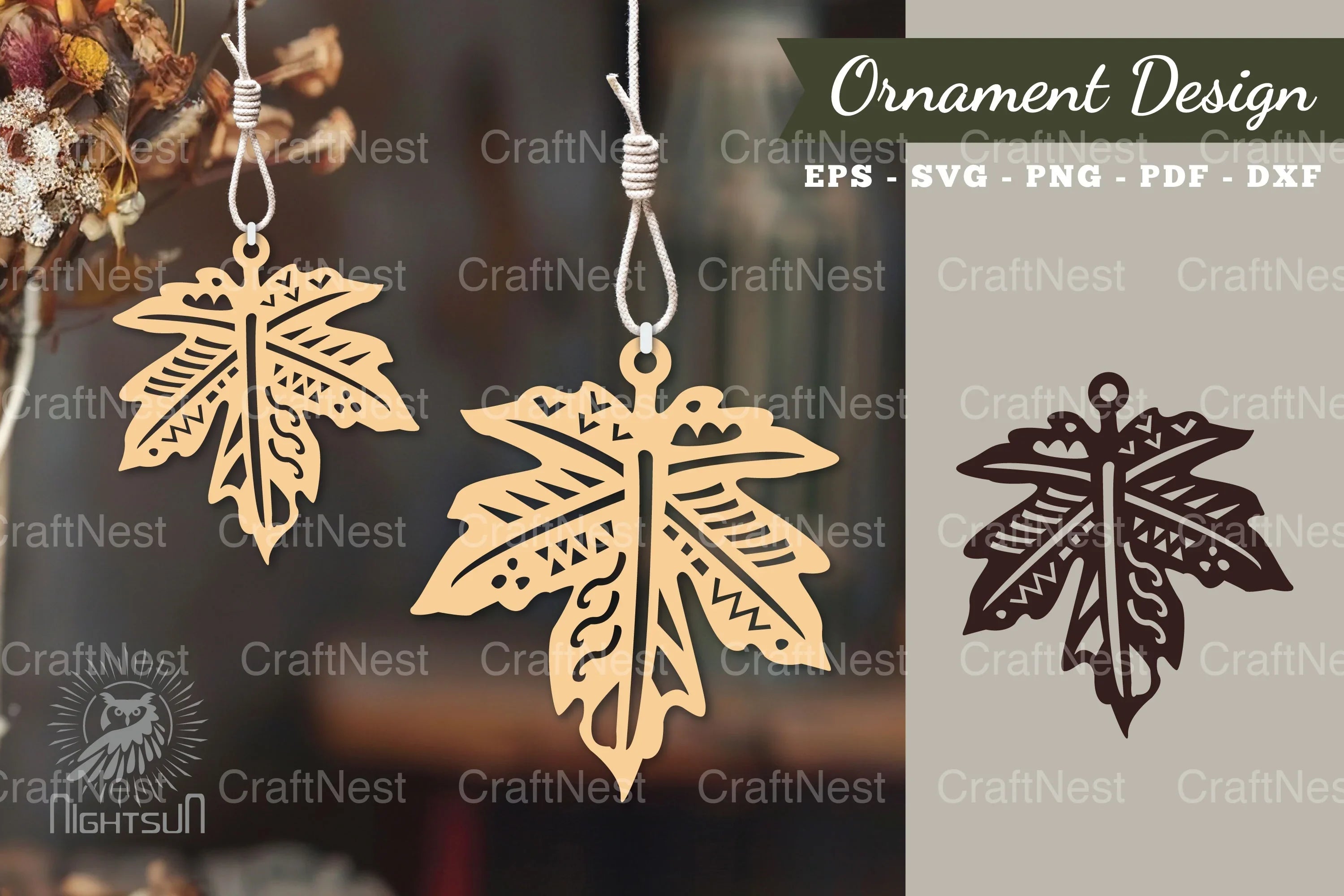 Boho Leaves Laser Cut Ornament Clipart Bundle - CraftNest - Digital Crafting and Art