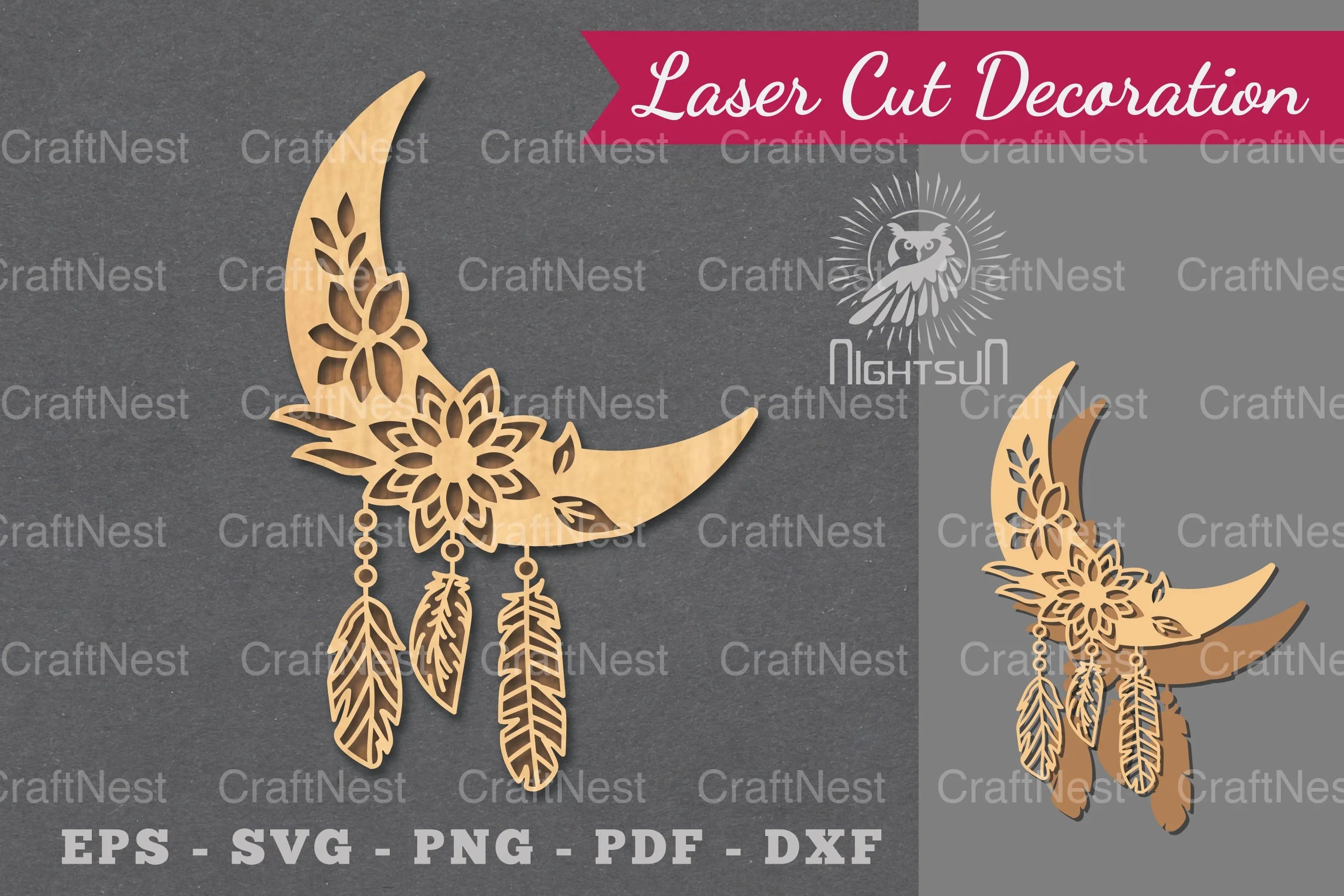 Boho Moon Laser Cut Decoration Clipart Bundle - CraftNest - Digital Crafting and Art