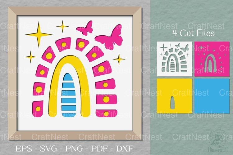 Boho Rainbow 3D Layered Papercut