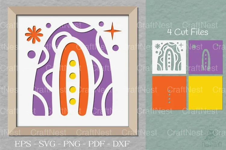Boho Rainbow 3D Shadow Box SVG Bundle - CraftNest - Digital Crafting and Art