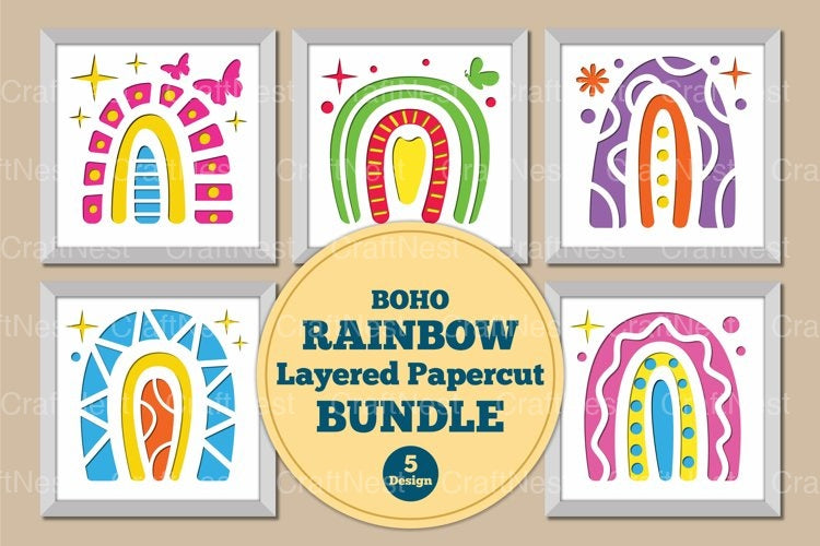 Boho Rainbow Layered Papercut
