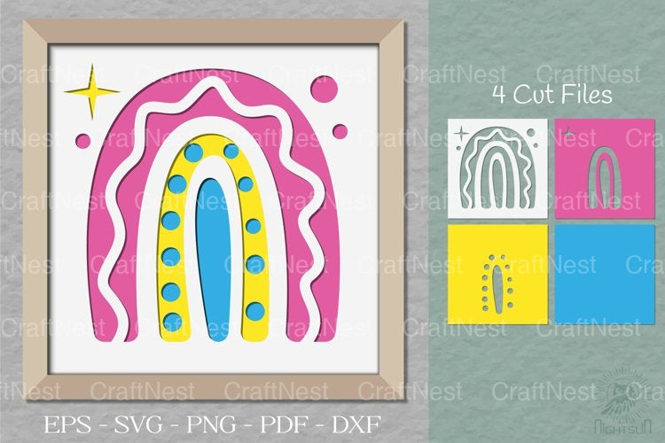 Boho Rainbow Papercut SVG Bundle