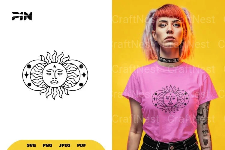 Boho Sun and Moon SVG Bundle - CraftNest - Digital Crafting and Art