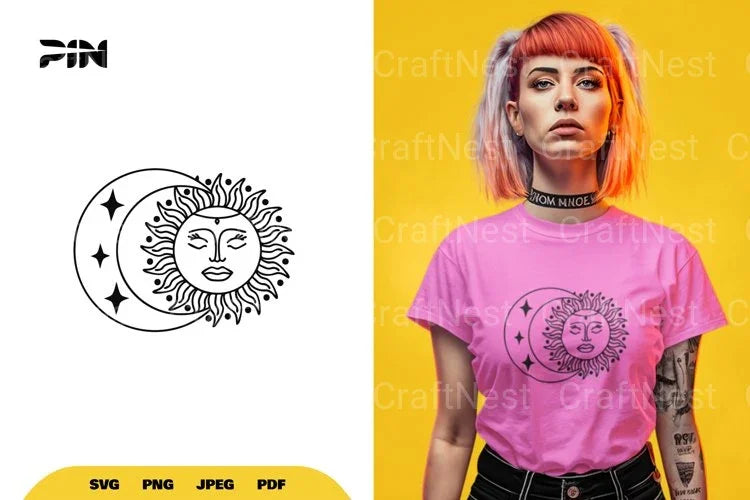Boho Sun and Moon SVG Bundle - CraftNest - Digital Crafting and Art