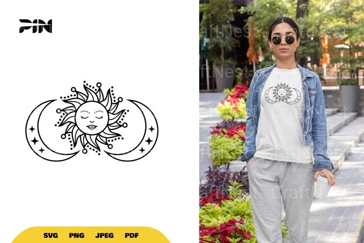 Boho Sun and Moon SVG Bundle - CraftNest - Digital Crafting and Art
