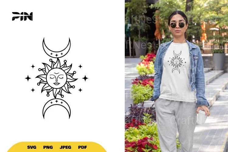 Boho Sun and Moon SVG Bundle - CraftNest - Digital Crafting and Art