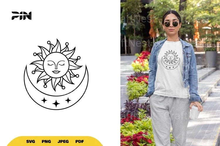 Boho Sun and Moon SVG Bundle - CraftNest - Digital Crafting and Art