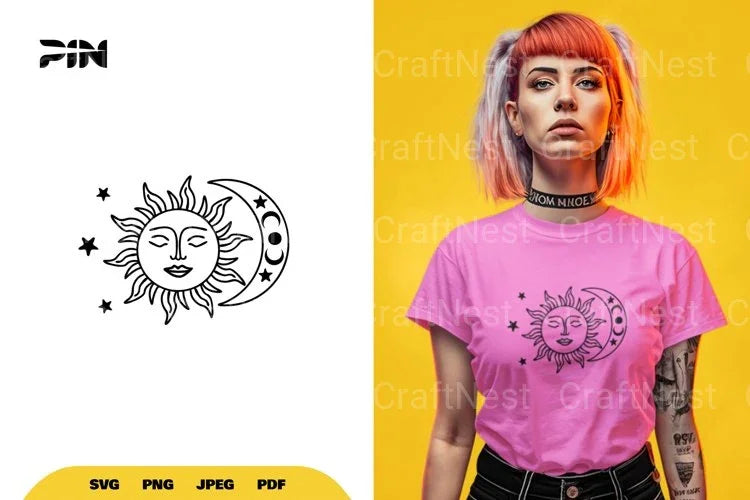 Boho Sun and Moon SVG Bundle - CraftNest - Digital Crafting and Art