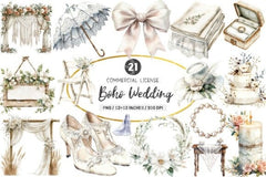 Boho Wedding Clipart Bundle 99 - CraftNest - Digital Crafting and Art