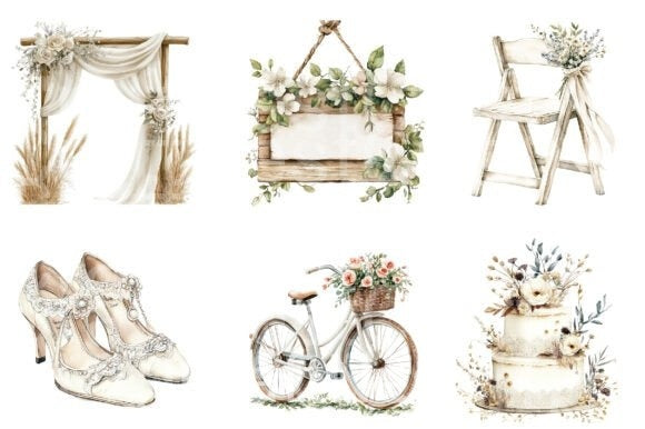 Boho Wedding Clipart Bundle 99 - CraftNest - Digital Crafting and Art