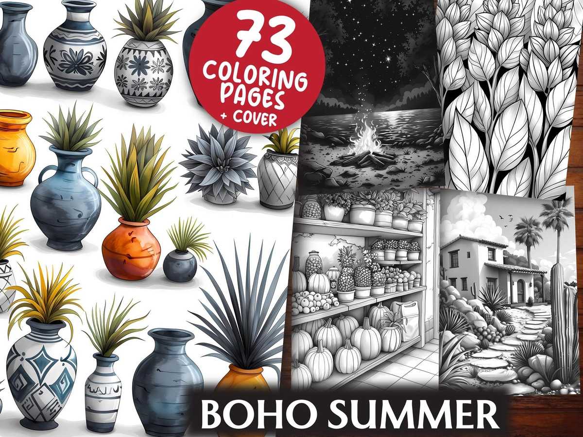 Boho Summer Coloring Books - CraftNest - Digital Crafting and Art