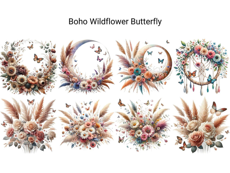 Boho Wildflower Butterfly - CraftNest - Digital Crafting and Art