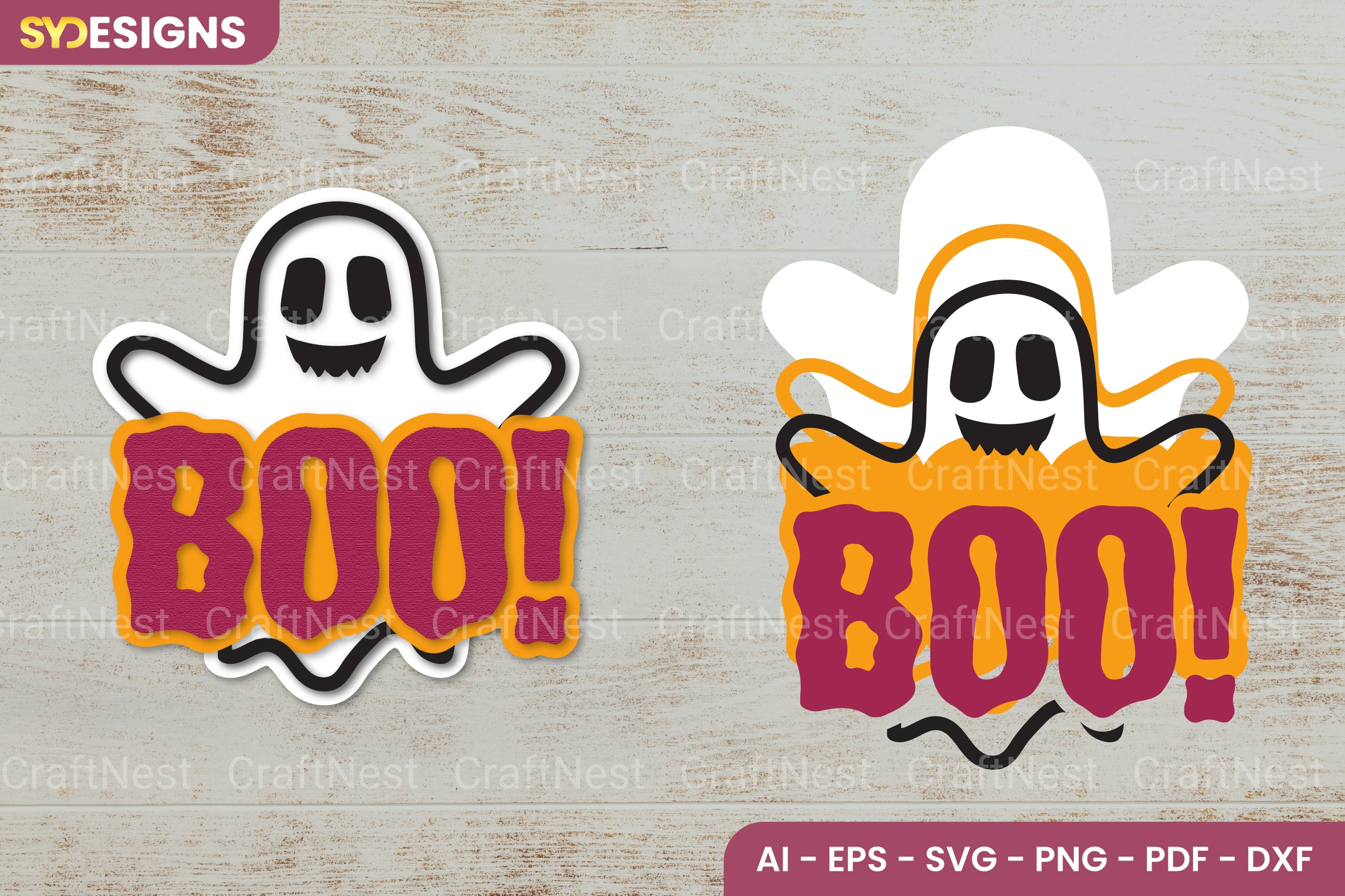Boo Halloween Lasercut SVG Clipart Bundle
