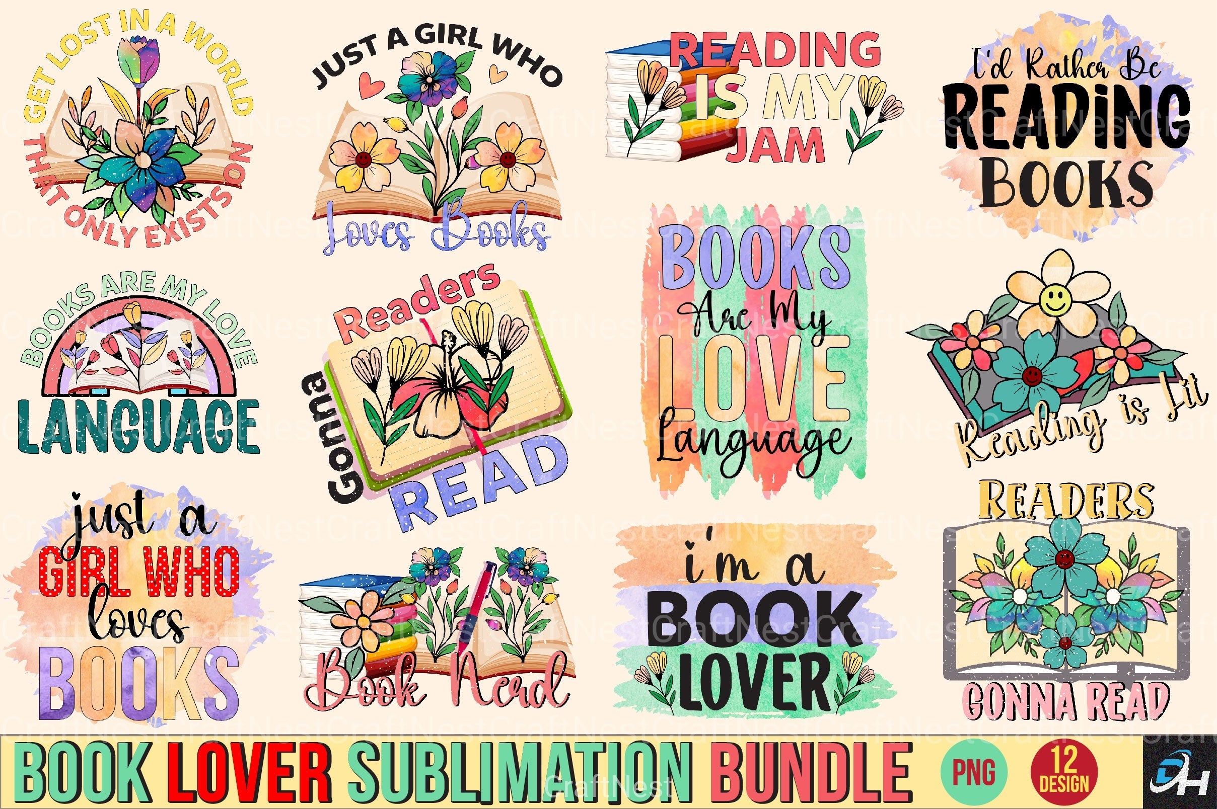 Book Lover Clipart Bundle 46 - CraftNest - Digital Crafting and Art