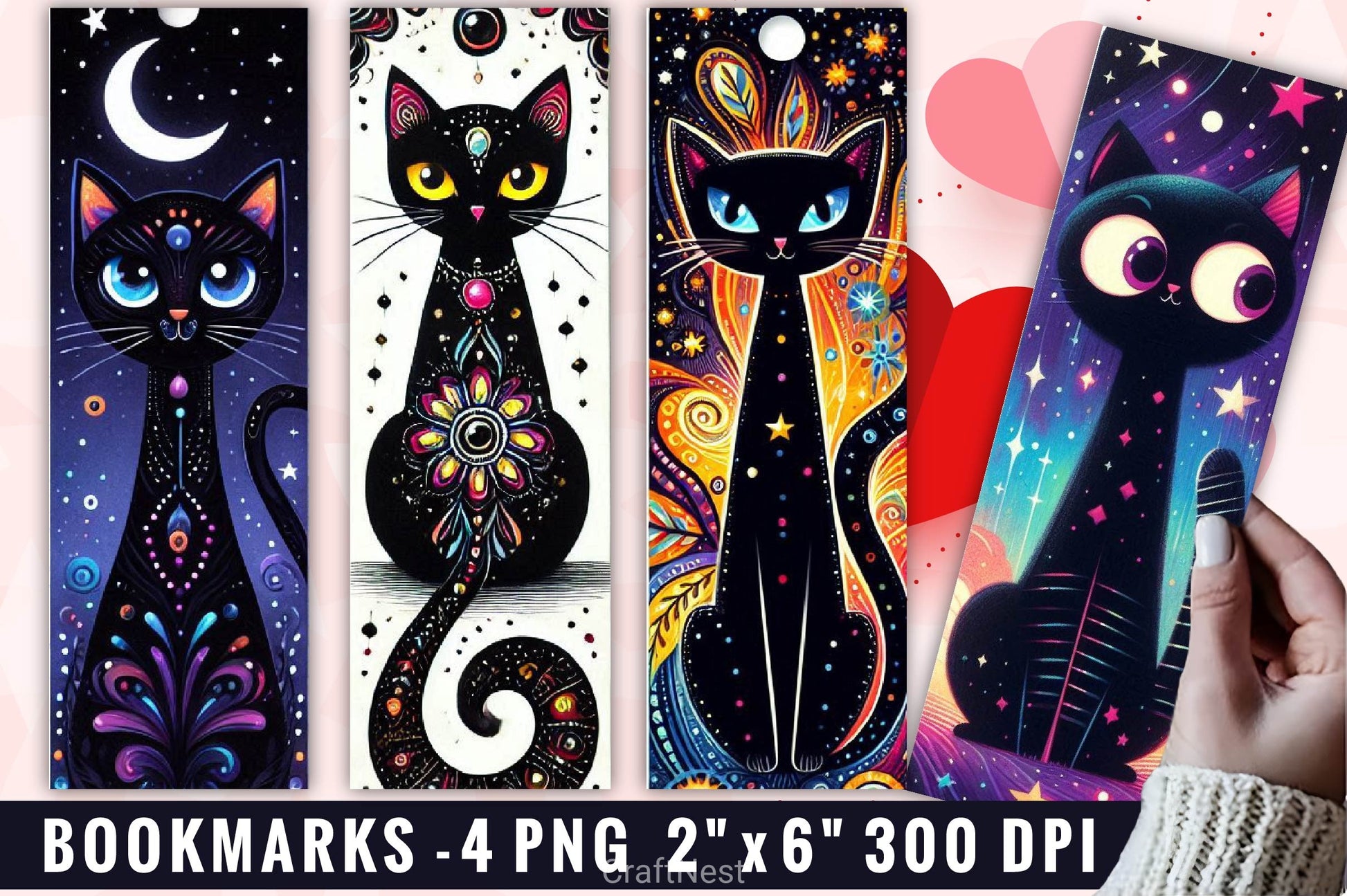 Whimsical Cats Bookmarks Bookmark Junk Journal - CraftNest - Digital Crafting and Art