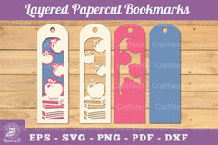 Book and Apple Papercut Bookmark Clipart Bundle - CraftNest - Digital Crafting and Art