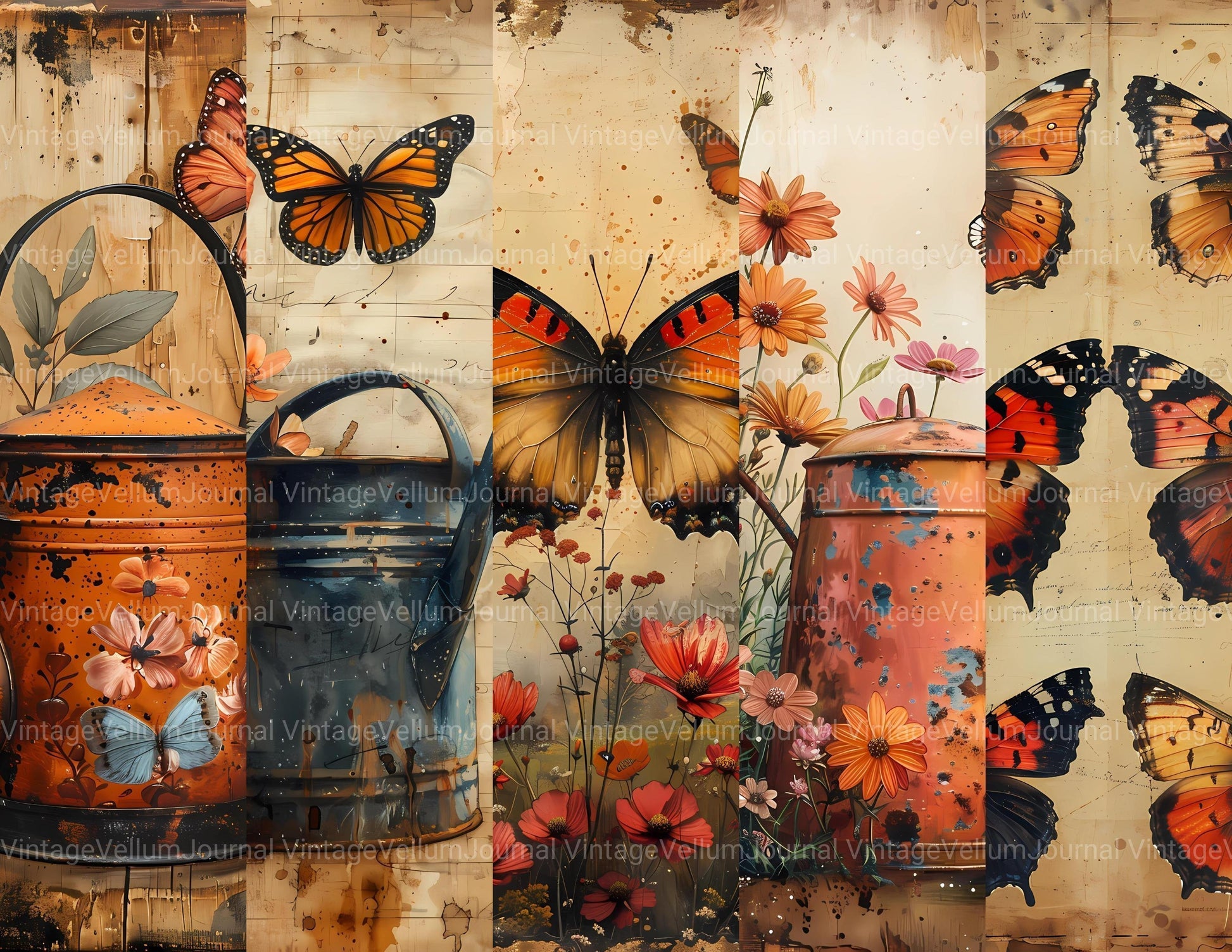 Butterfly Gardens Junk Journal Pages - CraftNest - Digital Crafting and Art