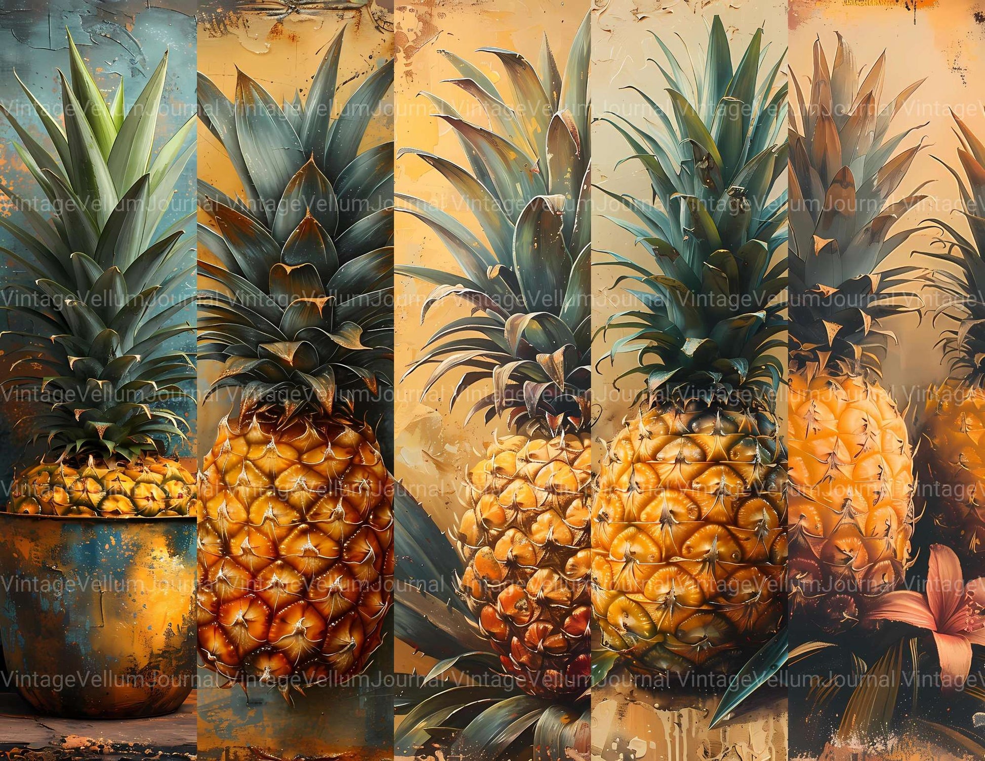 Pineapple Junk Journal Pages - CraftNest - Digital Crafting and Art