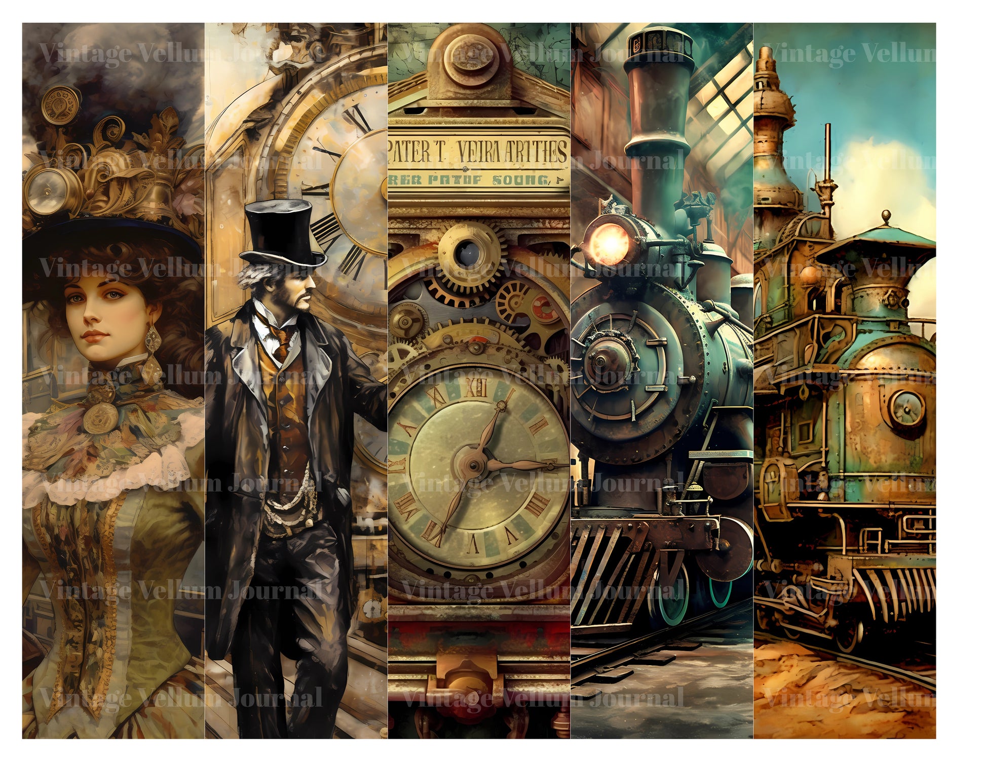 Steampunk Train World Junk Journal Pages - CraftNest