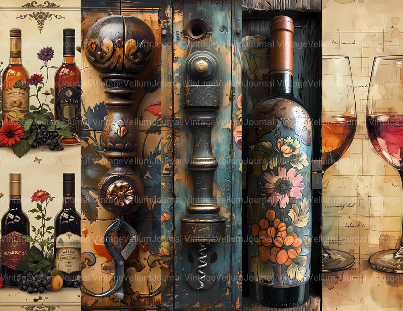 Wine Tasting Junk Journal Pages - CraftNest - Digital Crafting and Art