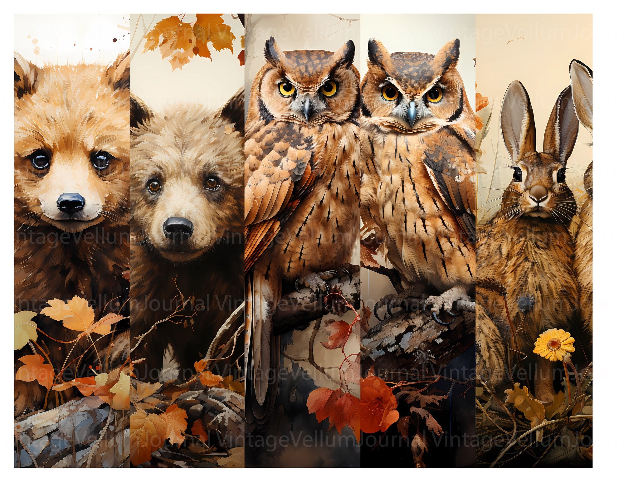 Fall Wildlife Junk Journal Pages - CraftNest