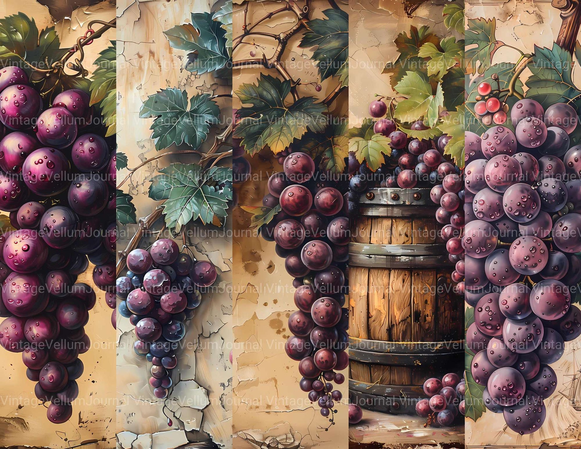 Vineyard Grapes Junk Journal Pages - CraftNest - Digital Crafting and Art