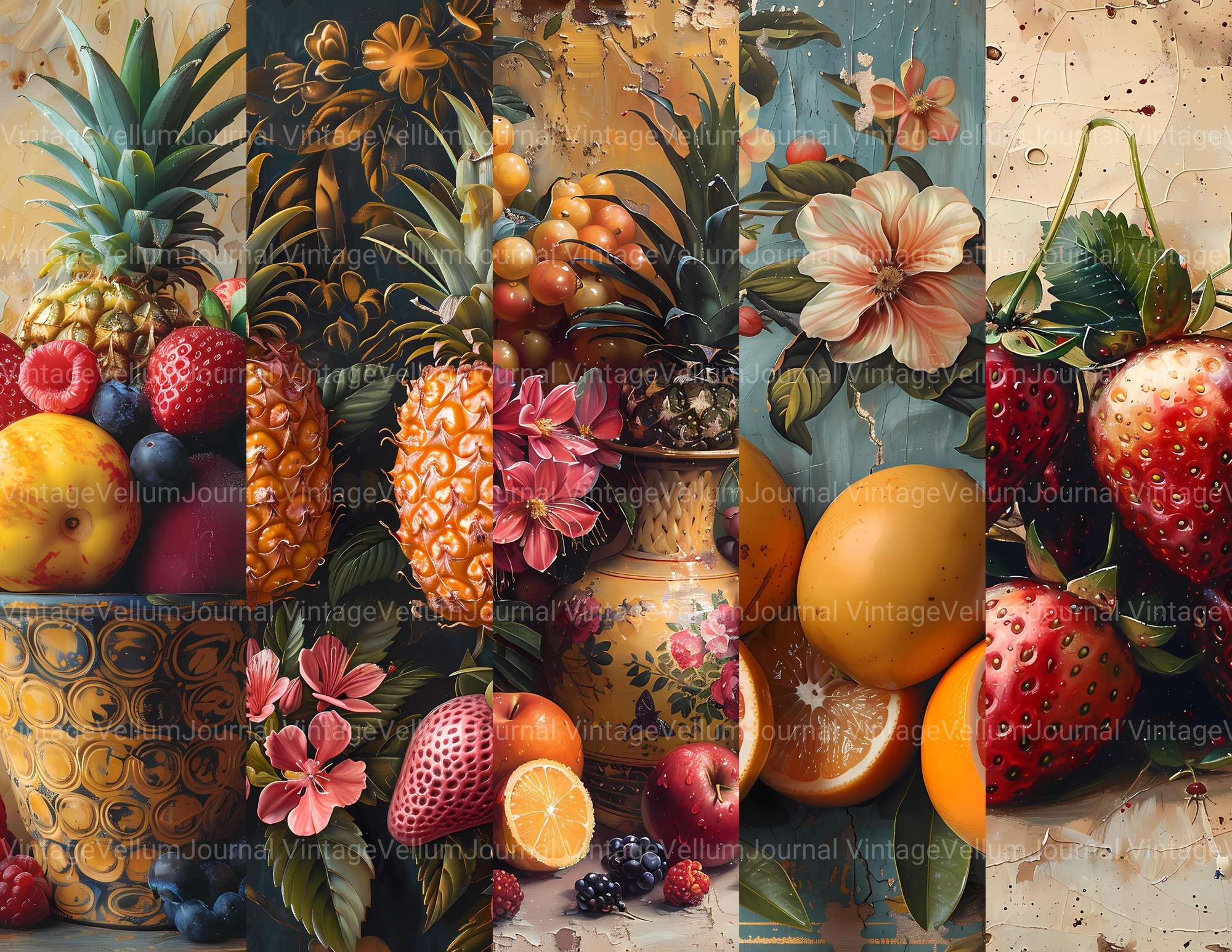 Tropical Fruit Junk Journal Pages - CraftNest - Digital Crafting and Art