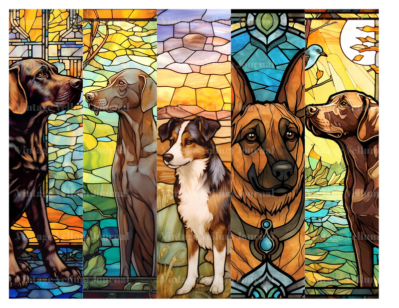 Stained Glass Dogs Junk Journal Pages - CraftNest