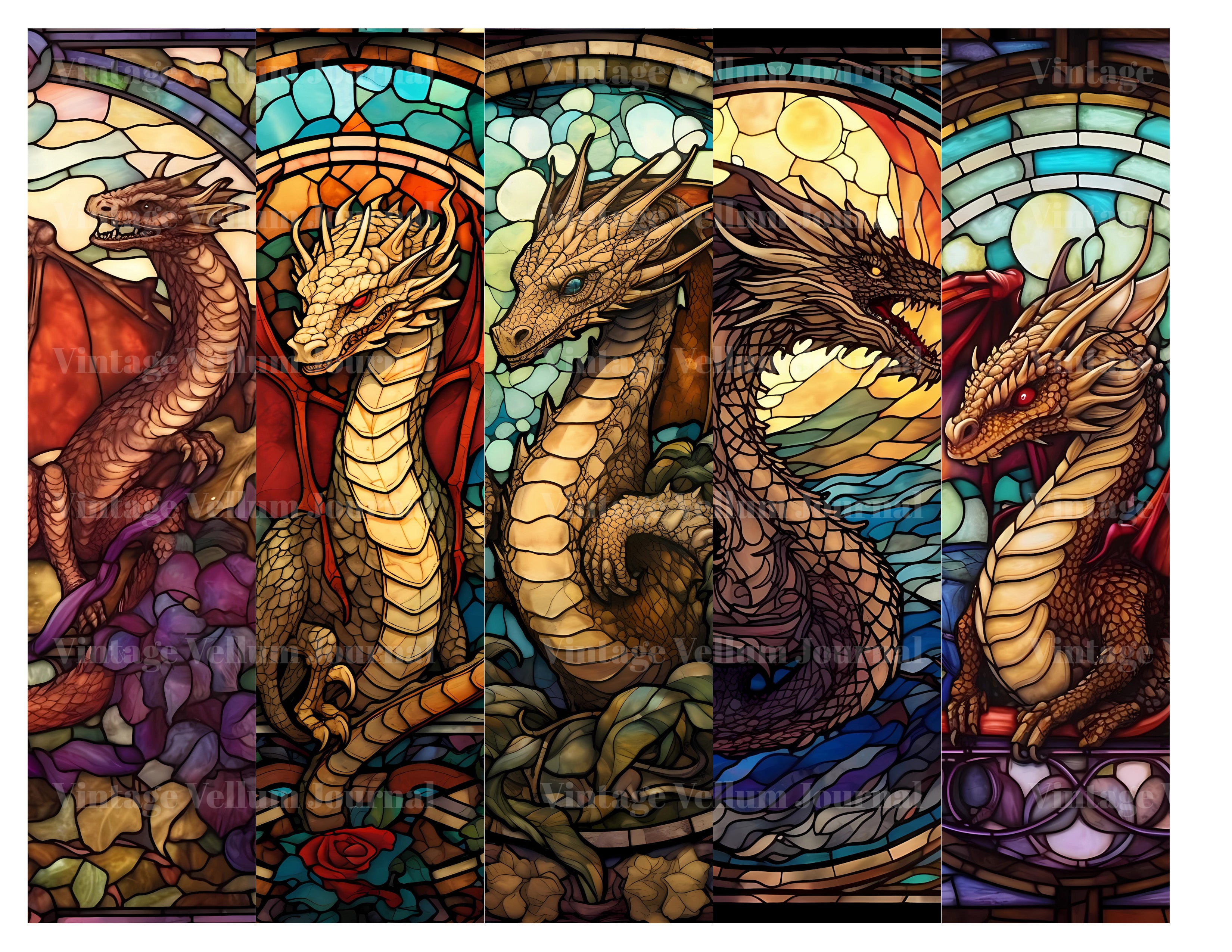 Stained Glass Dragons Junk Journal Pages - CraftNest