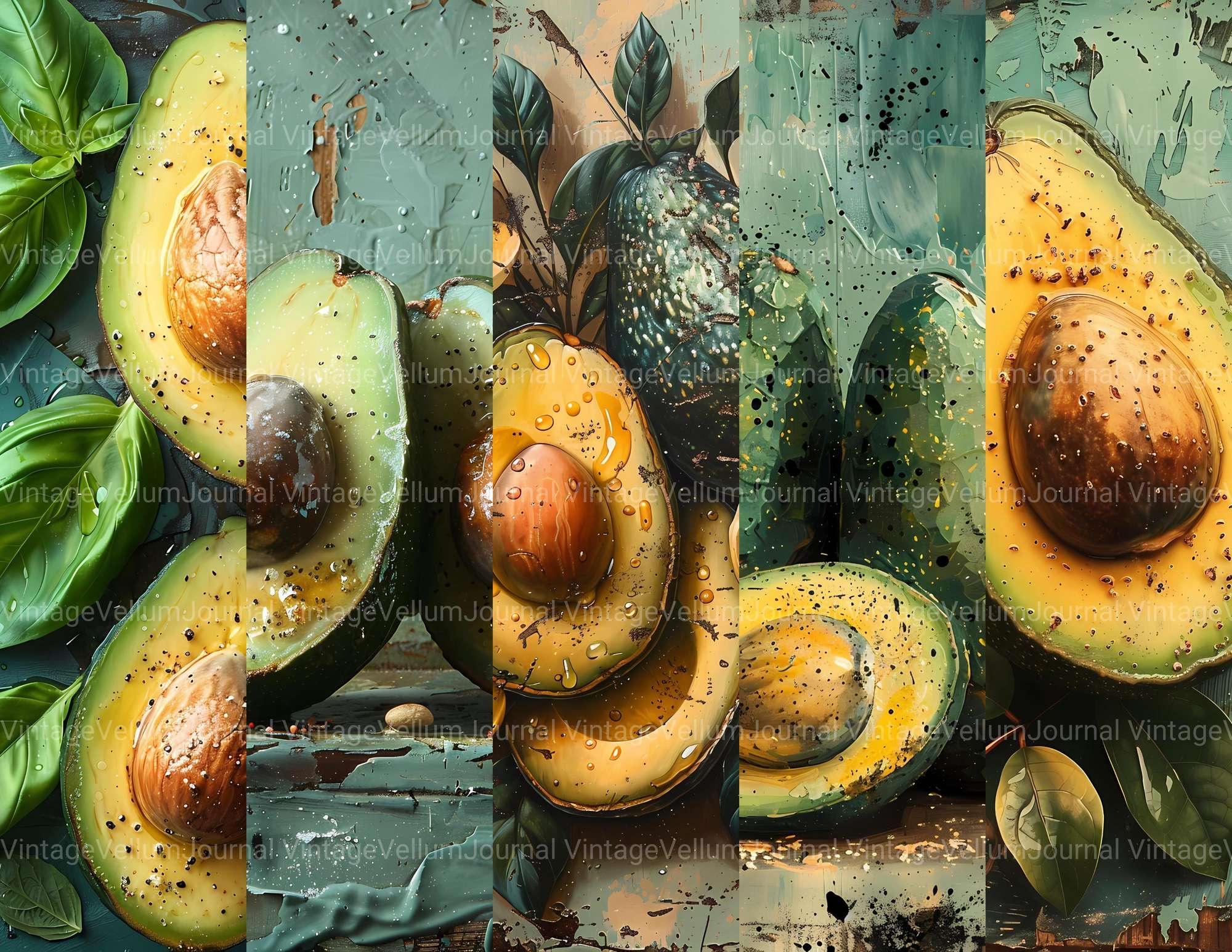 Avocado Junk Journal Pages - CraftNest - Digital Crafting and Art