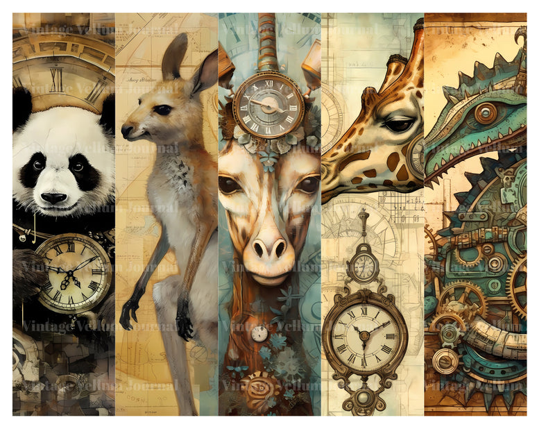 Steampunk Animals Junk Journal Pages - CraftNest