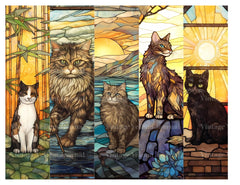 Stained Glass Cats Junk Journal Pages - CraftNest