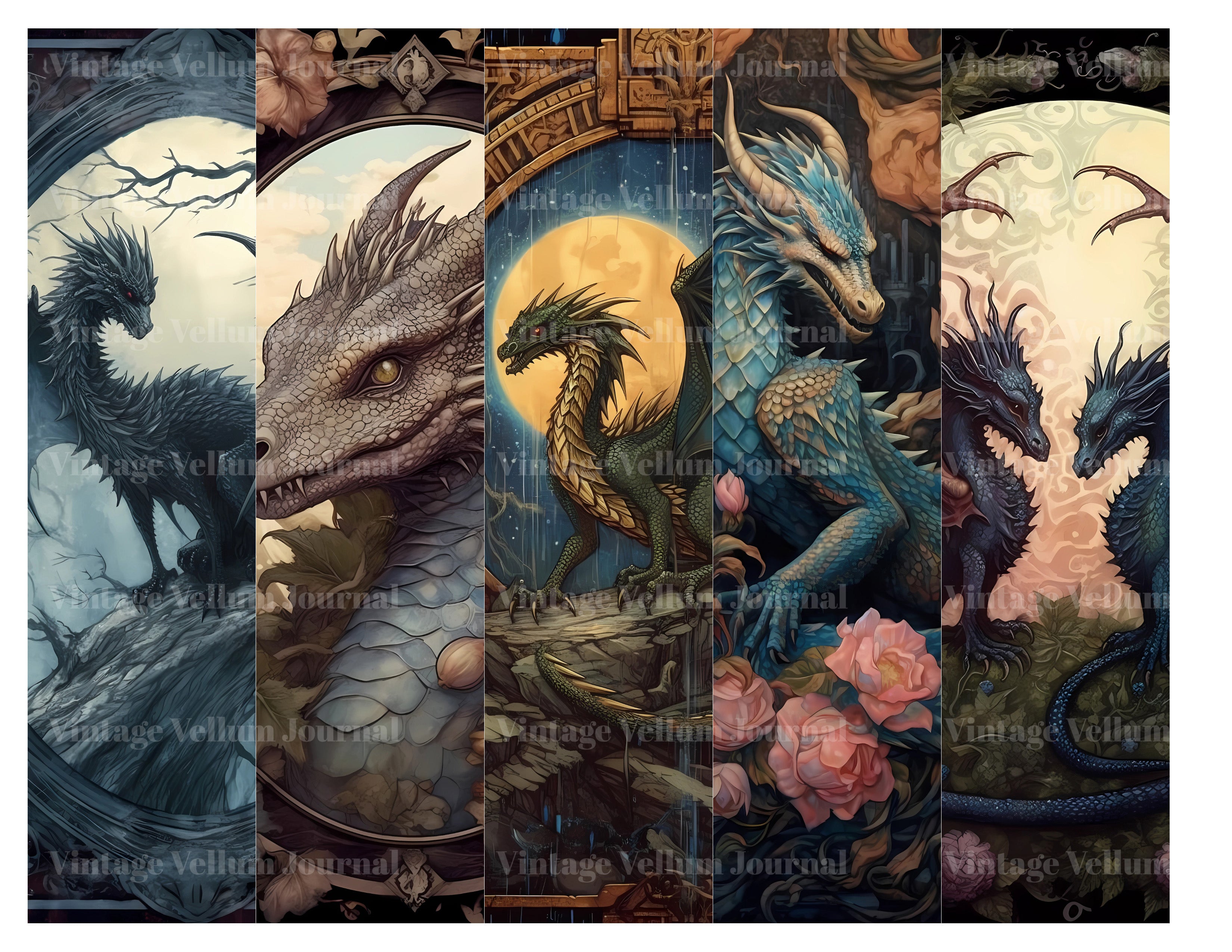 Dark Fantasy Dragons Junk Journal Pages - CraftNest