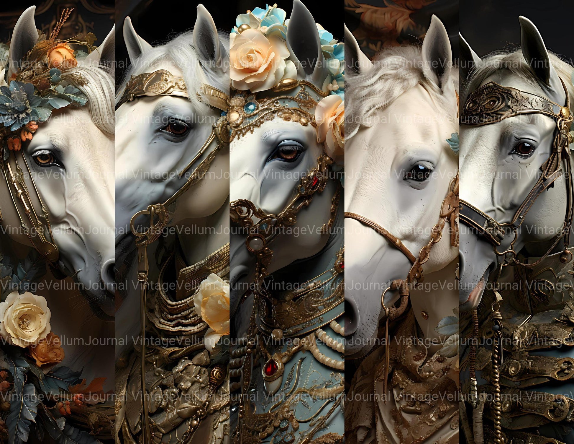 Horses Dressed Up Junk Journal Pages - CraftNest