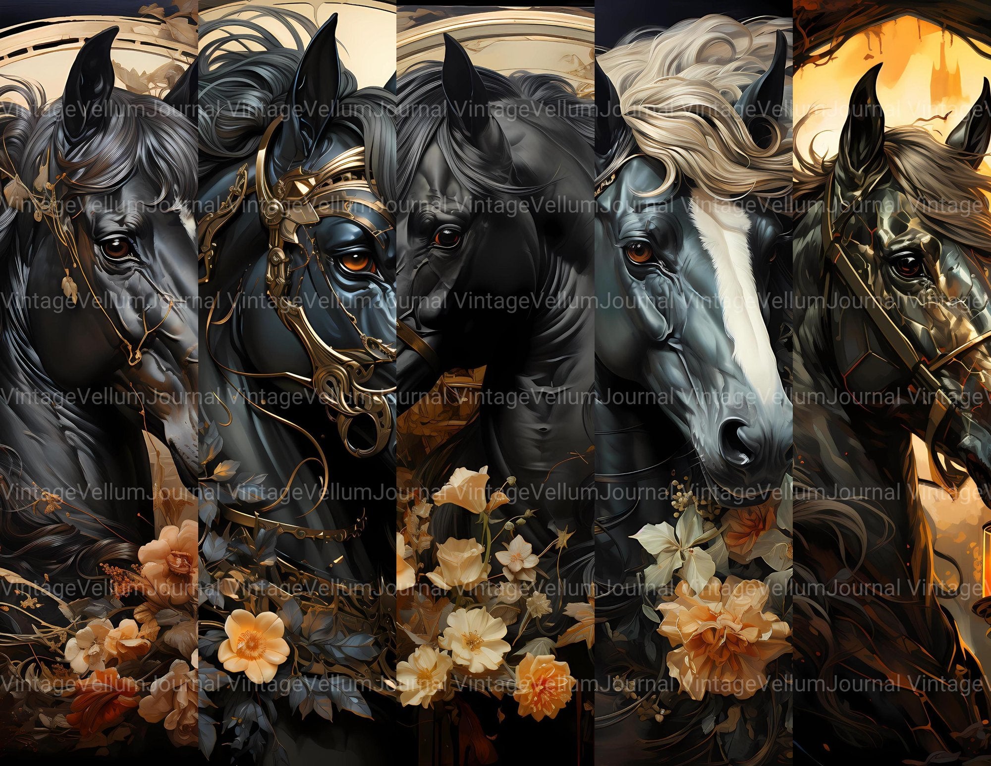 Dark Fantasy Horse Junk Journal Pages - CraftNest