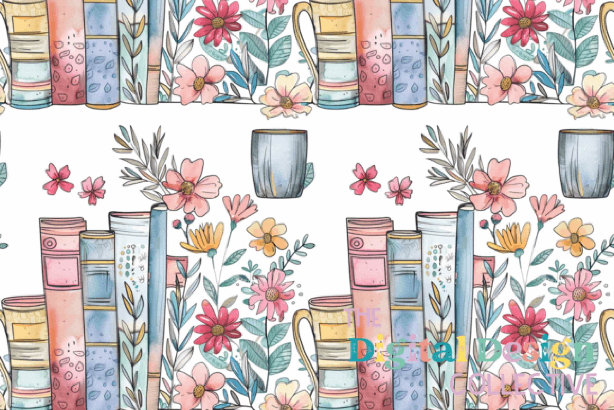 Seamless Books & Coffee Patterns