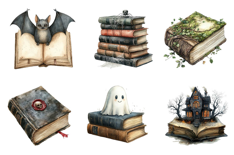 Books Halloween Clipart Bundle 6 - CraftNest - Digital Crafting and Art