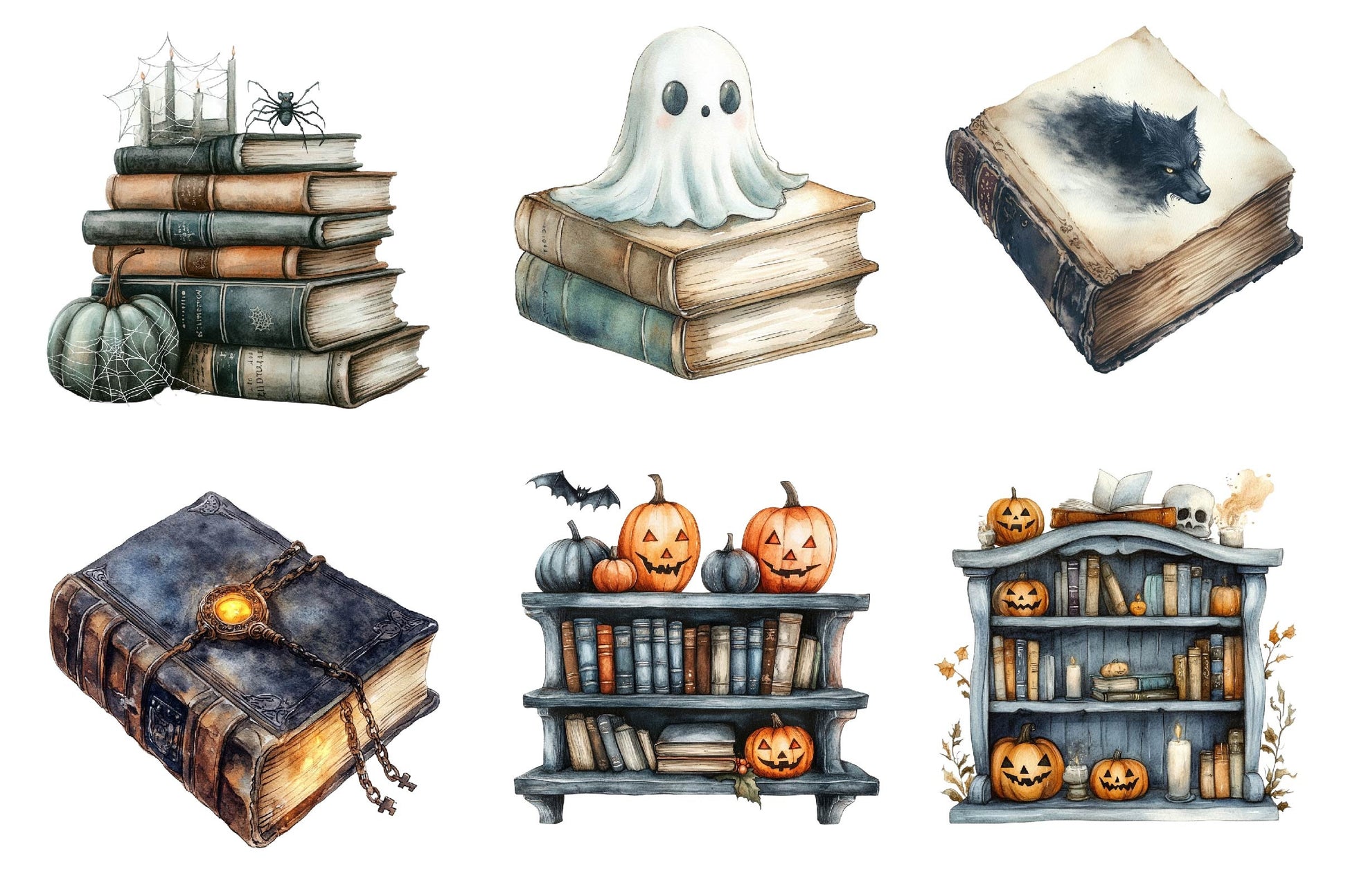Books Halloween Clipart Bundle 6 - CraftNest - Digital Crafting and Art