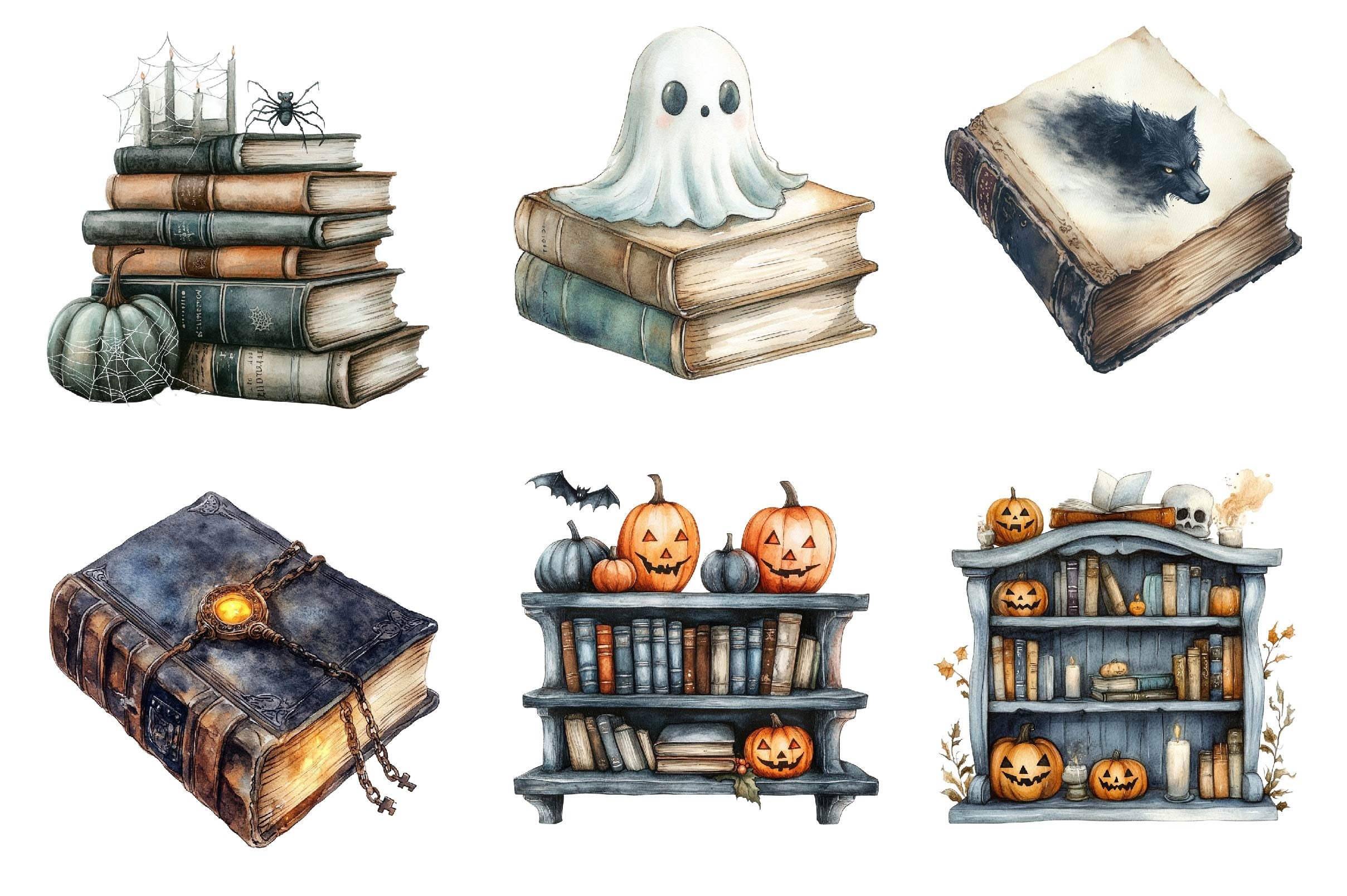 Books Halloween Clipart Bundle 6 - CraftNest - Digital Crafting and Art