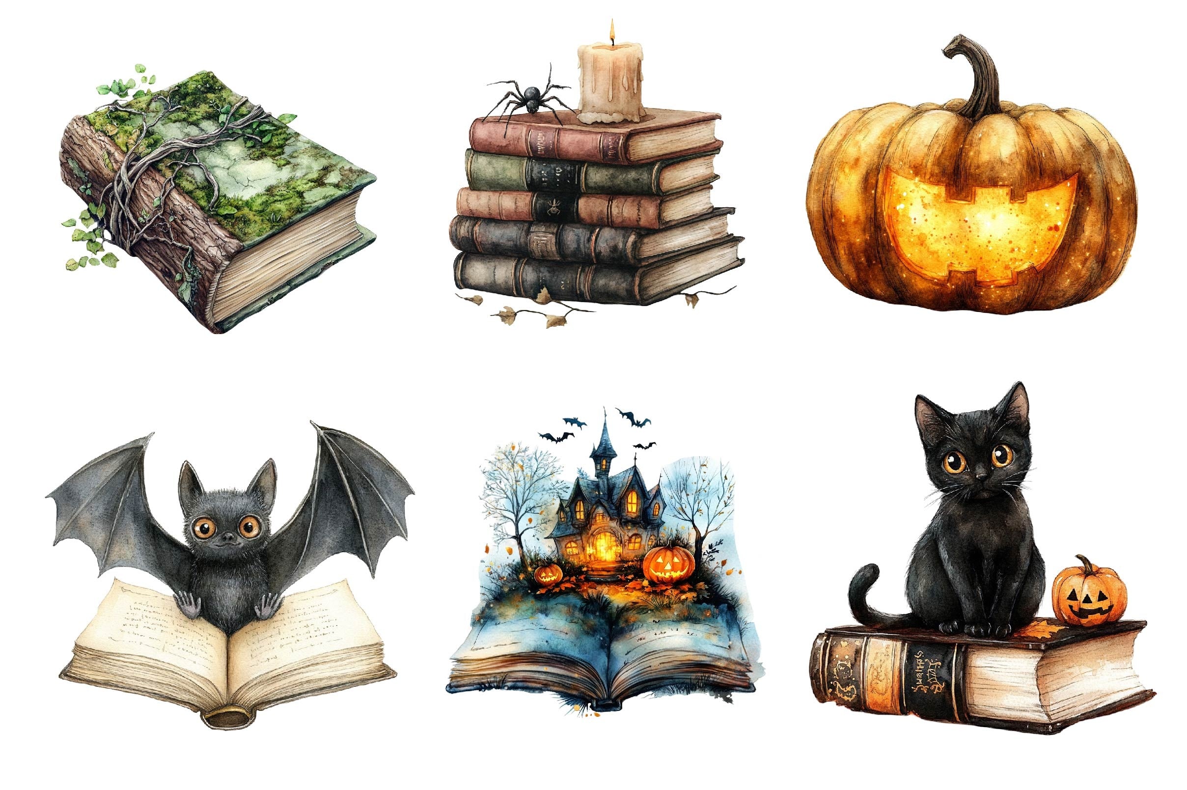 Books Halloween Clipart Bundle 6 - CraftNest - Digital Crafting and Art
