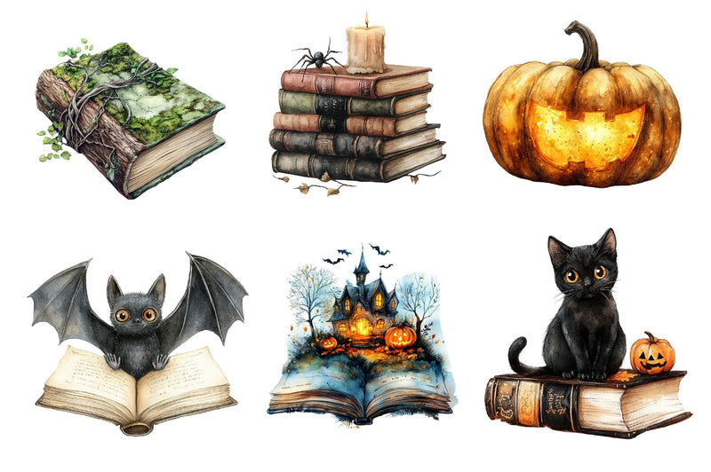 Books Halloween Clipart Bundle 6 - CraftNest - Digital Crafting and Art