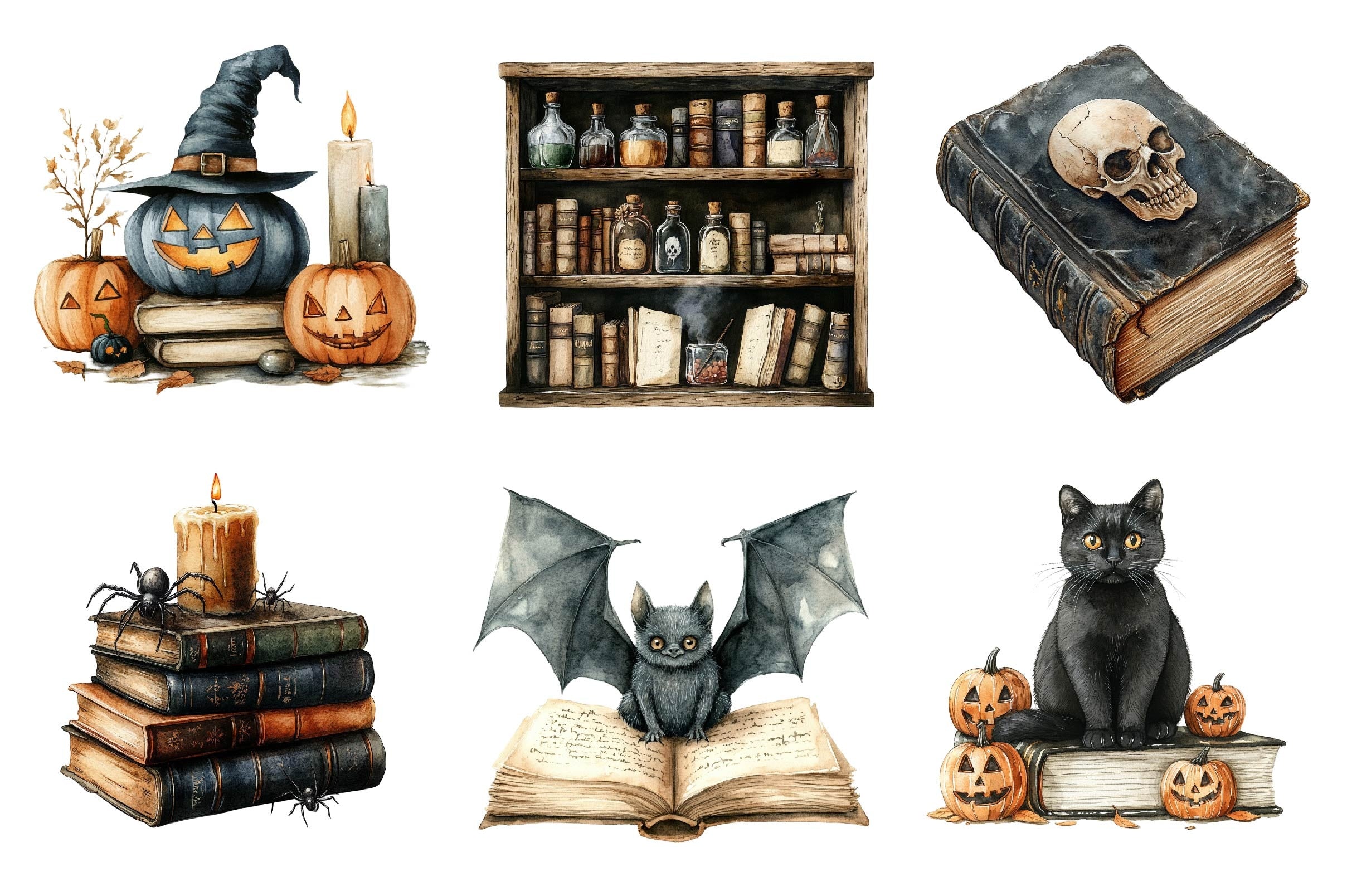 Books Halloween Clipart Bundle 6 - CraftNest - Digital Crafting and Art