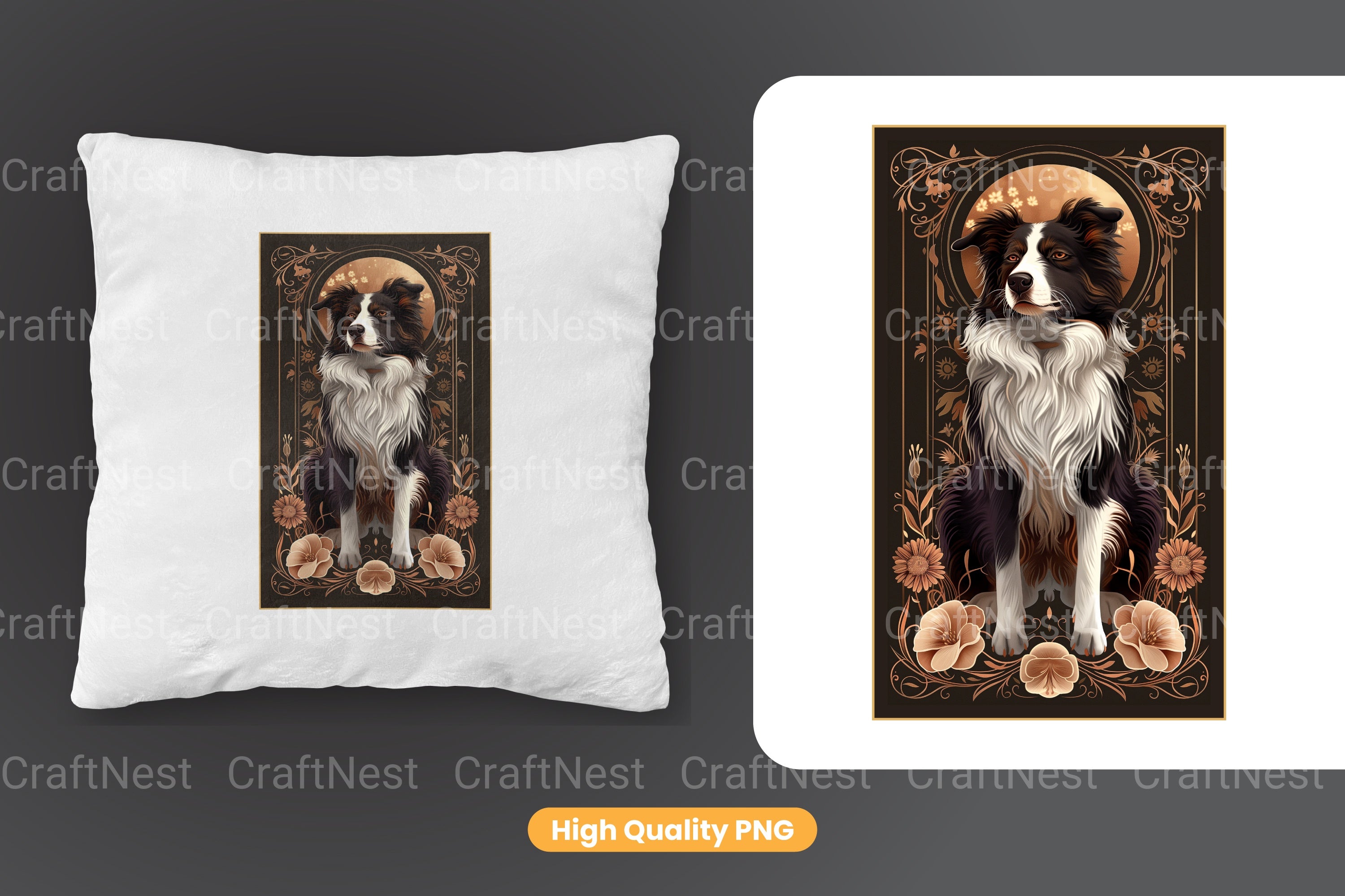 Border Collie Tarot Card Clipart Bundle
