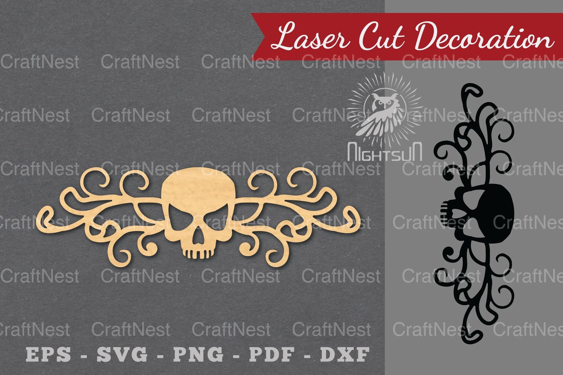 Border Skull Laser Cut Decoration Clipart - CraftNest - Digital Crafting and Art