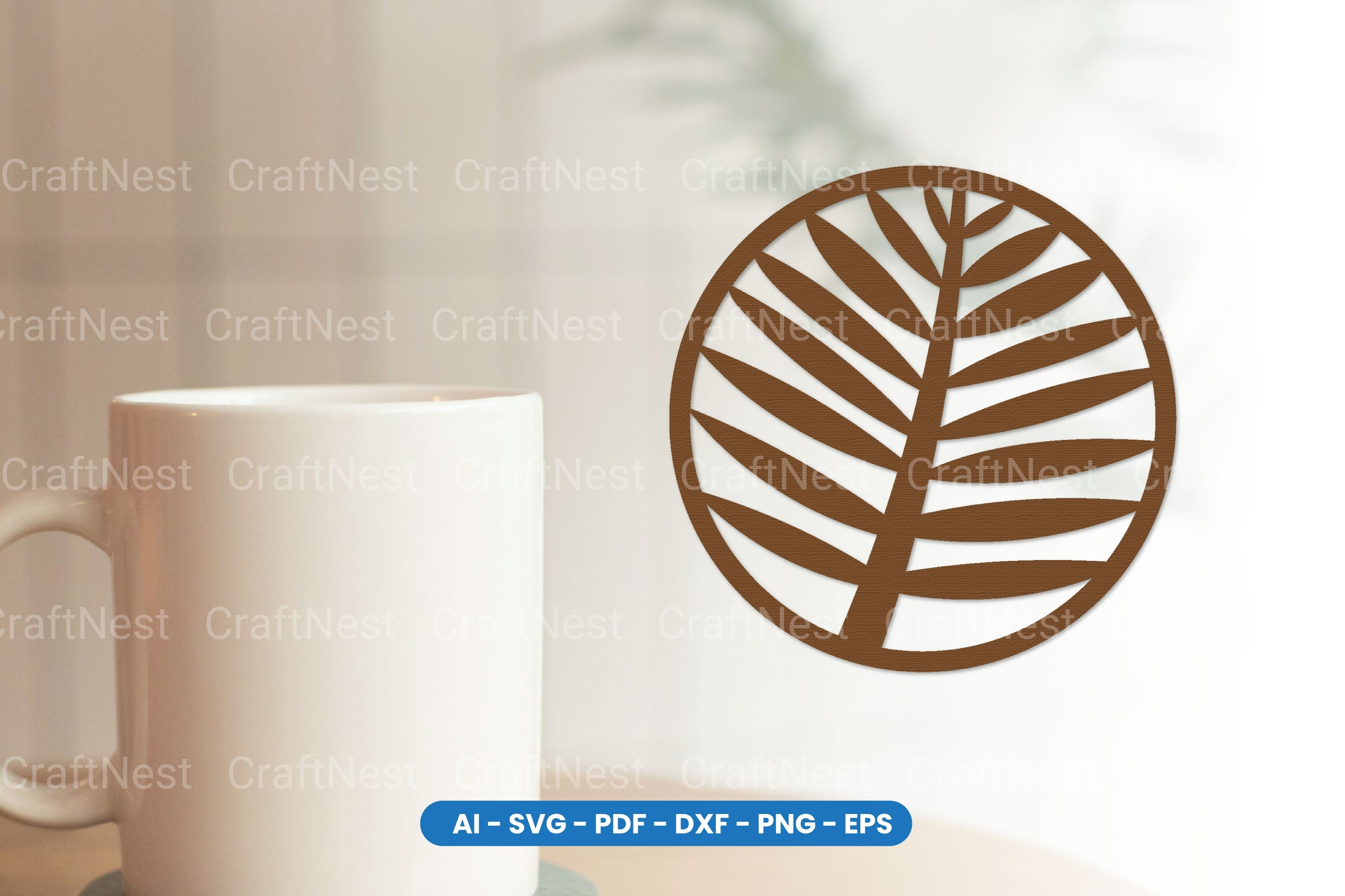 Botanical Floral Round Coaster Laser Cut Clipart Bundle