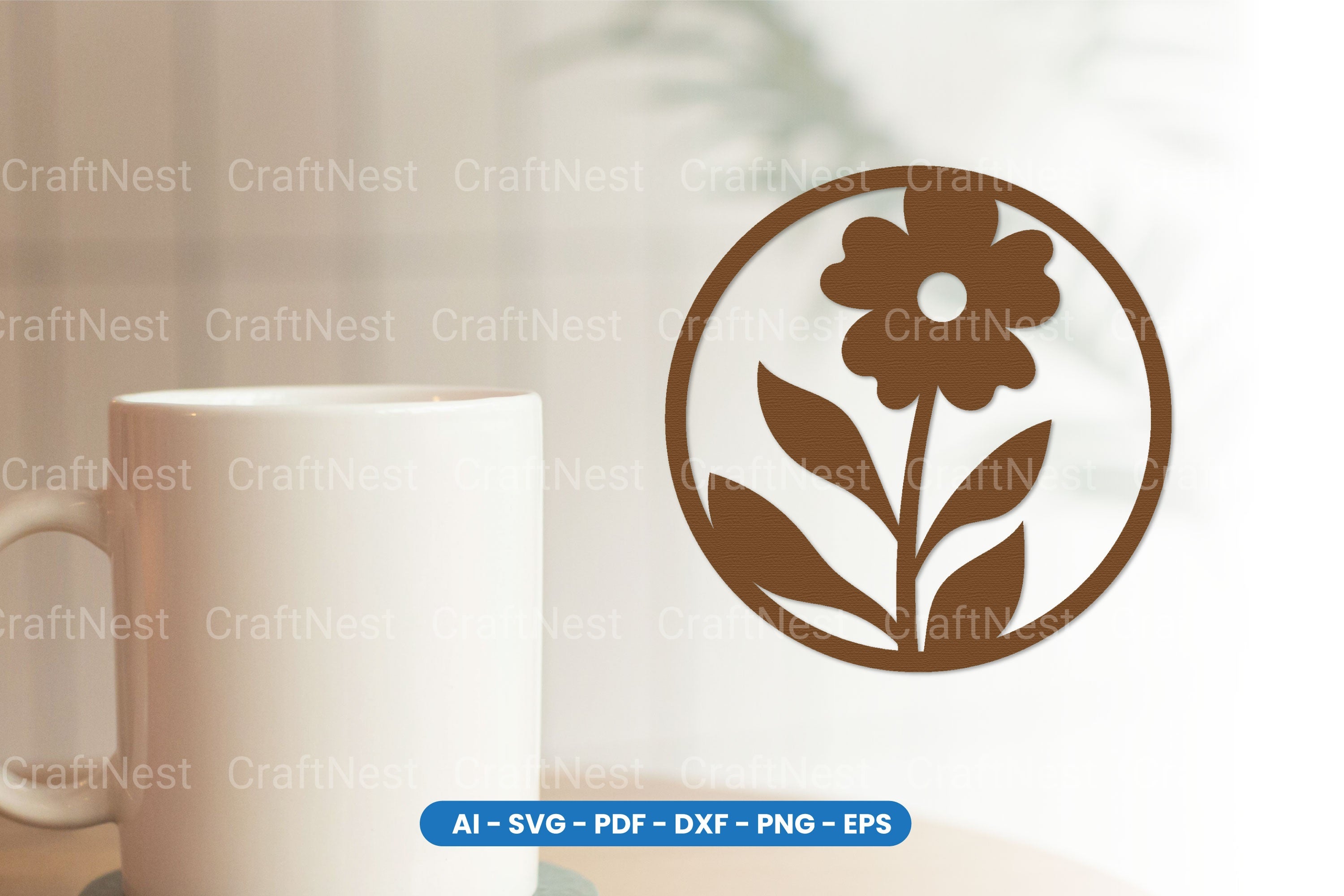 Botanical Floral Round Coaster Laser Cut SVG Clipart Bundle
