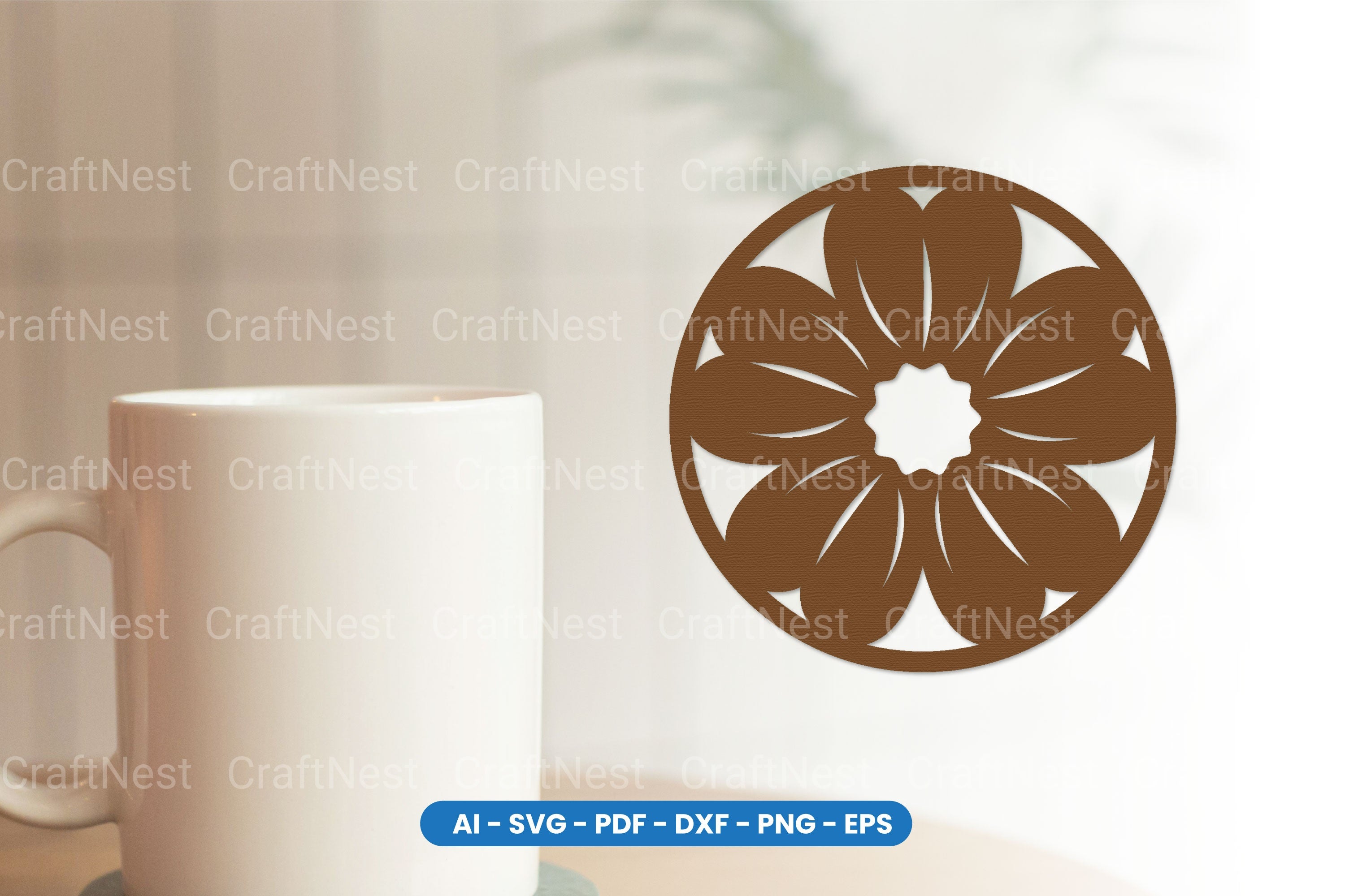 Botanical Floral Round Coaster Laser Cut SVG Clipart Bundle