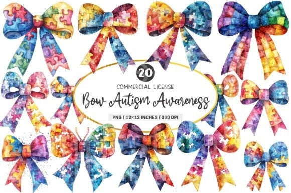 Bow Autism Awareness Clipart Bundle - CraftNest - Digital Crafting and Art