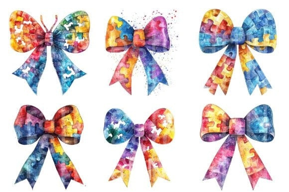 Bow Autism Awareness Clipart Bundle - CraftNest - Digital Crafting and Art