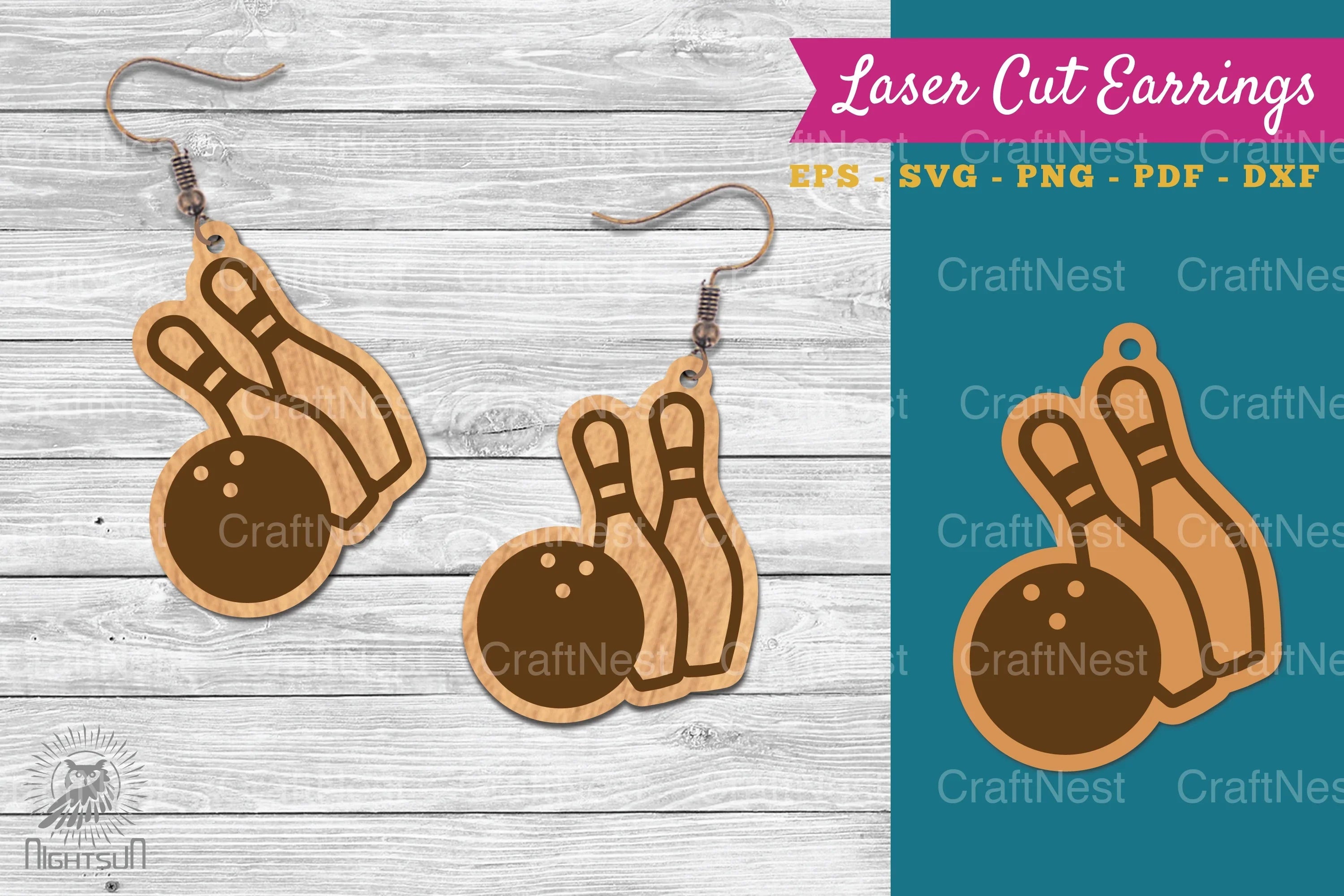 Bowling Ball Laser Cut Earrings Clipart Bundle - CraftNest - Digital Crafting and Art